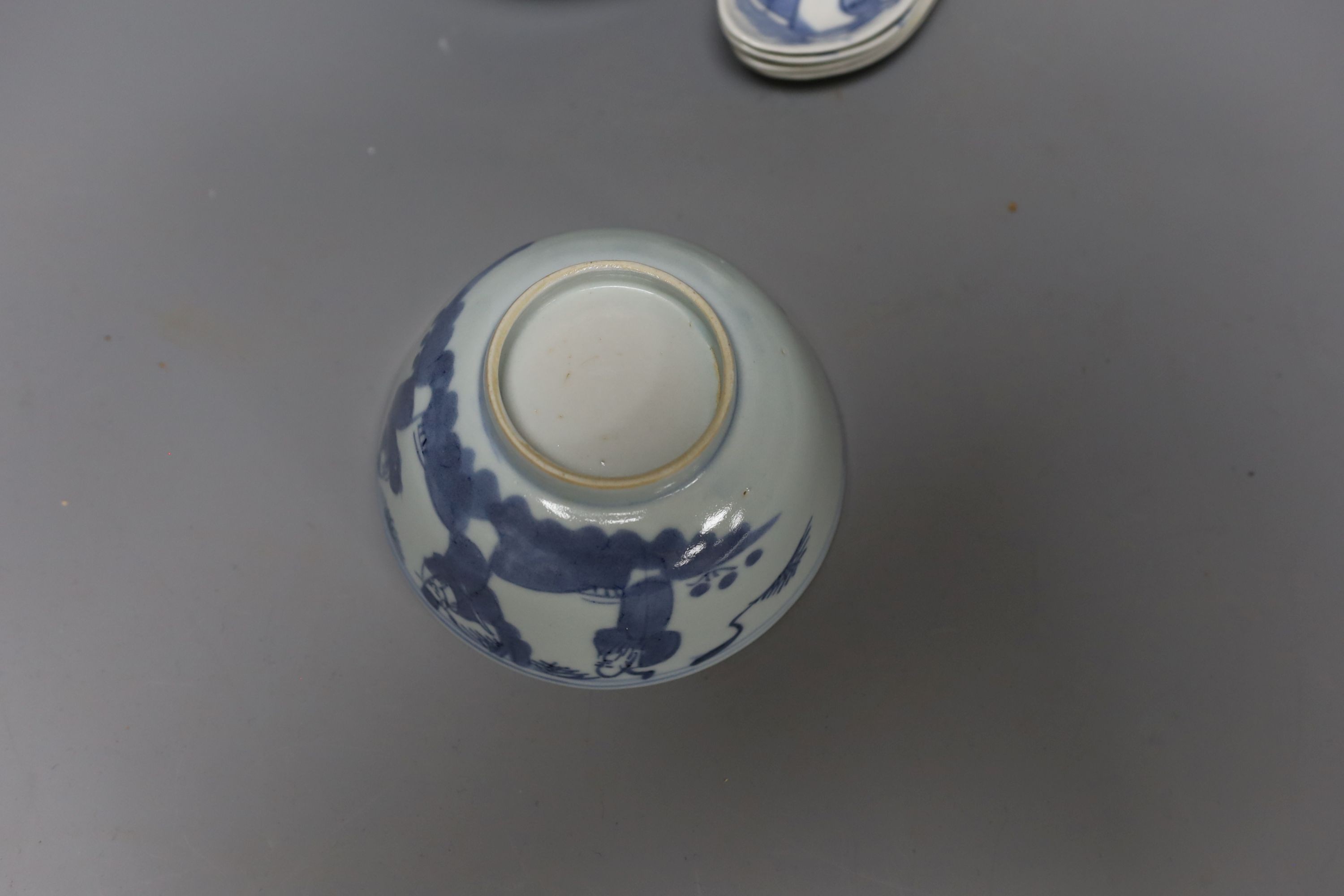 Chinese blue and white bowls etc